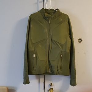 Hudson outerwear moto leather jacket (olive green)
